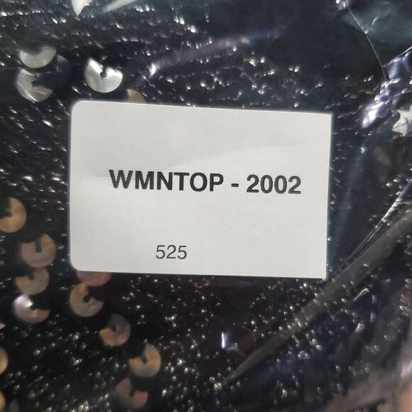 Vintage Montgomery Ward Sequin Blouse Black Metallic Long Sleeve Top Size 22W - Picture 7 of 7